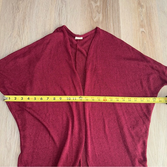Burgundy Short Sleeve Open Front Cardigan by Full Tilt - Size XS - Picture 4 of 5